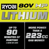 RYOBI 80v Hp brushless 30″ self-propelled dual-blade lawn mower kit