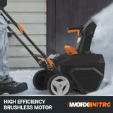 Worx WG471 40V Power Share 20″ Cordless Snow Blower with Brushless Motor