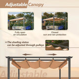Stylish 10′ x 13′ Aluminum Patio Pergola with Retractable Canopy – Perfect Backyard Shade Shelter for Outdoor Parties