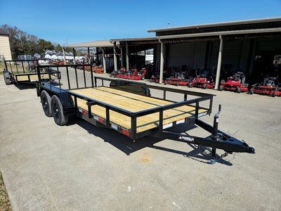 6’4″ x 16 Utility Trailer Double Axle Dovetail With Gate Powder Coated (2) 3500lb Axles