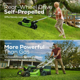 Greenworks 60V 21″ Brushless Self-Propelled Battery Powered Lawn Mower + (2) 4.0Ah Batteries & Dual Port Charger