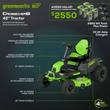 Greenworks 60V 42″ Cordless Battery CrossoverT Riding Lawn Mowers.