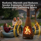 Sunnydaze 70″ Rust Patina Finish Steel Wood-Burning Chiminea with Spark Screen