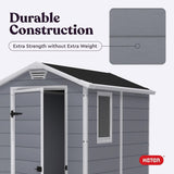 Keter Manor 4×6 Resin Outdoor Storage Shed Kit-Perfect to Store Patio Furniture, Garden Tools Bike Accessories, Beach Chairs and Lawn Mower, Grey & White