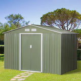Spacious 9′ x 6′ Outdoor Storage Shed with Foundation, Sliding Doors, and Vents – Green