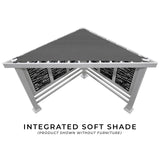 Ridgedale Modern Steel Cabana Pergola with Conversational Seating