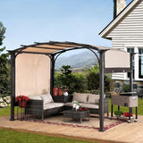 Pergola, Outdoor Steel Arched Pergola with Adjustable Canopy