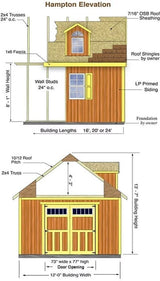 Hampton 12 ft. W x 16 ft. D Wood Storage Shed Kit with Floor (192 Sq. ft.) Installtion Included