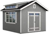 Handy Home Products Windemere 10×12 Do-it-Yourself Wooden Storage Shed with Floor, Beiges